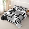 thumbnail image 3 of Homewish Geometric Plaid Twin Quilt Set,Mid Century Artwork Twin Coverlet Set,Black Gray,2-Piece, 3 of 7