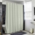 thumbnail image 4 of Sage Green Botanical Shower Curtain - Water Repellent Fabric Shower Curtains Washable, Farmhouse Modern Striped Leaf Decorative Polyester Cloth Bathroom Curtains Modern Bath Decor 72"x84", 4 of 8