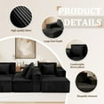 thumbnail image 3 of SEENYOO 132" Cloud Couch, U Shaped Sectional Couch, Striped Corduroy Modular 6-Seater Sofa for Living Room Bedroom, Reversible Chaise, Free Configuration, No Assembly, Black, 3 of 15
