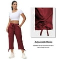 thumbnail image 6 of Satankud Women's Cargo Capris Hiking Pants Lightweight Quick Dry Outdoor Athletic Casual Loose Comfy Elastic Waist with Pockets Wine M, 6 of 9