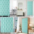 thumbnail image 5 of Shower Curtain Bathroom Set Rustic Teal Retro Linen Waterproof Fabric Shower Curtains with Grommets&Hooks, Moroccan Texture Ethnic Style Privacy Bath Curtain for Bathtub 36x72in, 5 of 9