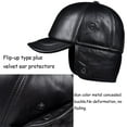 thumbnail image 3 of Men's Genuine Leather Earflaps Hat Warm Thick Baseball Cap with Earflaps, Warm Genuine Leather Baseball Cap, Cotton Peaked Cap, 3 of 8