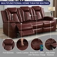 thumbnail image 3 of AYCP Multifunction Power Air Leather Recliner Sofa Set with LED Lights, Living Room Furniture, Reclining Sofa, loveseat, Chair with USB Port/Storage Sofa+2 Chairs, 3 of 6