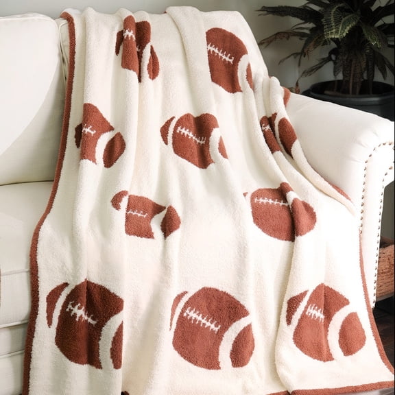 Soft Throw Blanket, 39 x 59 in Polyester as Shown Football Print Sports Blanket for Couch Sofa Bed and Reading Nook, Soft Lightweight Comfort Home Decor and Gift for Women Men Couples and Families