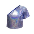 thumbnail image 4 of Tenue de Performance pour Enfants T-shirt à Paillettes à Manches Courtes avec Taille Apparente et Nombril Col Rond Élastique, 4 of 4