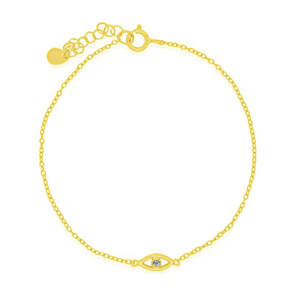 Mercie Bracelet Oeil Porte-Bonheur en Argent Sterling Vermeil Or, Bijoux Délicats de Tous les Jours pour Femmes
