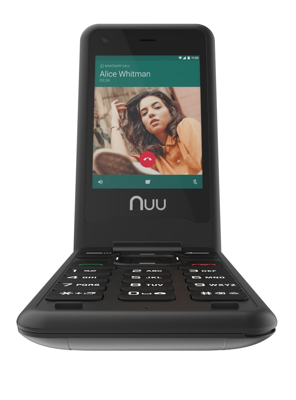 Ultra Mobile Silver NUU Mobile F4L LTE Flip Phone + 1st month of Service 1GB SIM Kit – Designed for Seniors Ages 65+
