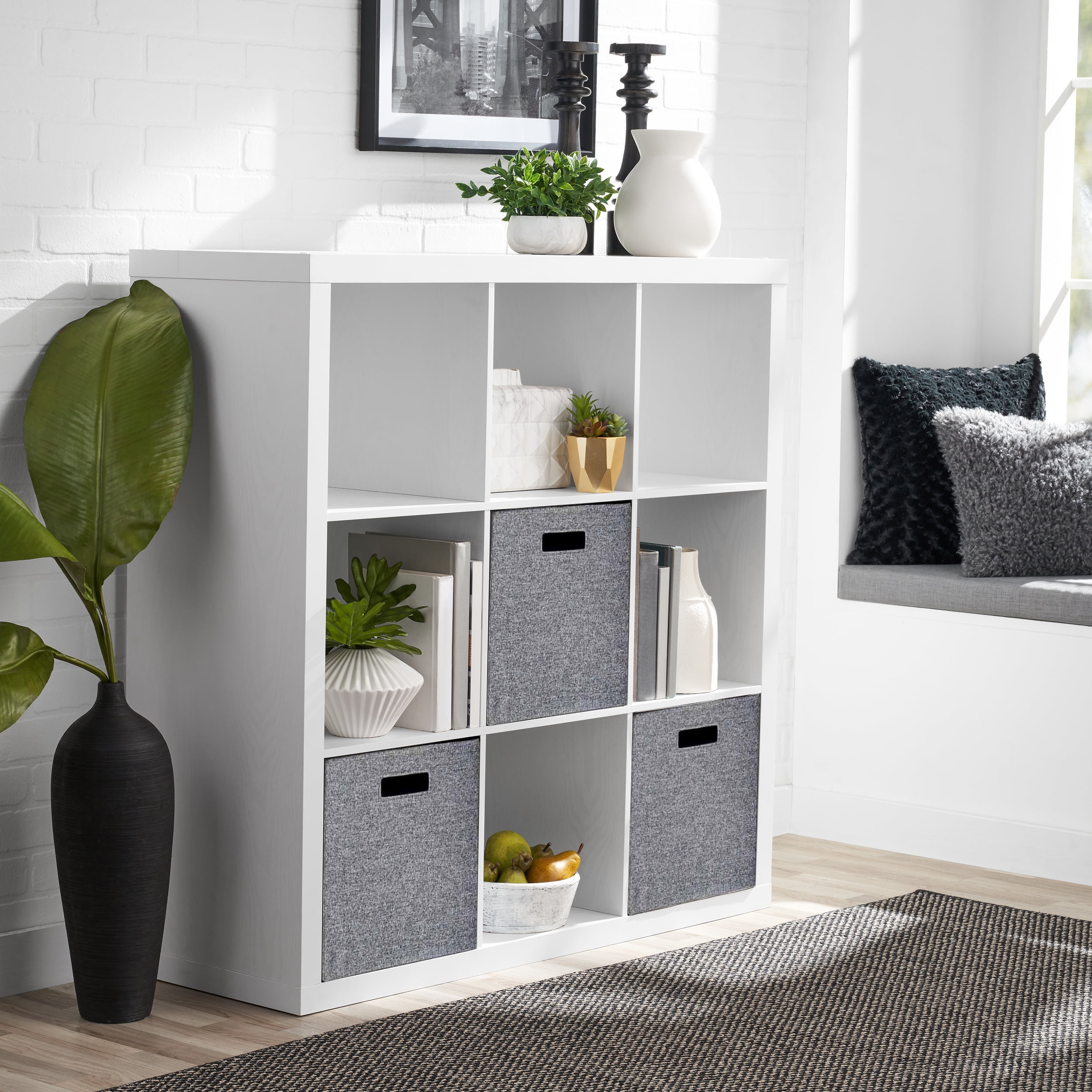 Better Homes & Gardens 9 Cube Storage Organizer, White Texture