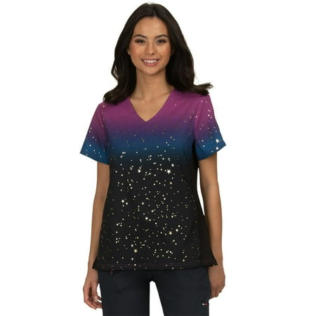 Koi 'Reform' Foiled Ombre Top Scrub Top