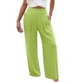 thumbnail image 2 of BUWTTER Womens Casual Pants High Waist Wide Leg Long Trousers with Pockets Elastic Waist Solid Color Loose Fit Casual Womens Slacks GN2 XXL, 2 of 5