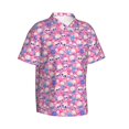 thumbnail image 2 of Balery Skull Blue Flower Print Men's Hawaiian Shirts Short Sleeve Beach Shirt Relaxed Fit Vacation Button Down Shirts-X-Large, 2 of 9