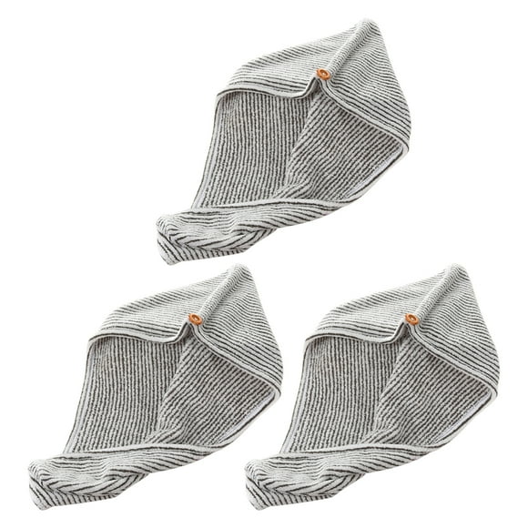 EeaseMX 3 toallas de secado de cabello de fibra de carbono de bambú, superabsorbentes (botón para estilo aleatorio)