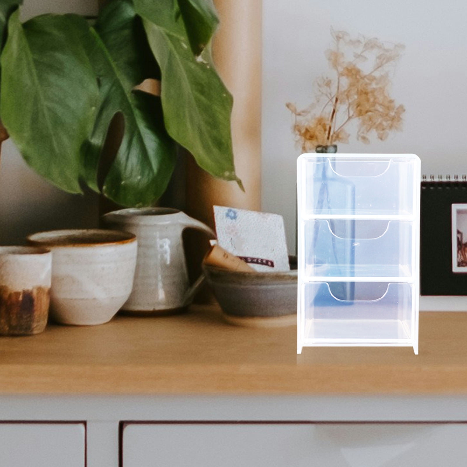 OUNONA Desktop Drawer Box Acrylic Drawer Case For Tabletop Countertop Drawer Organizer Box