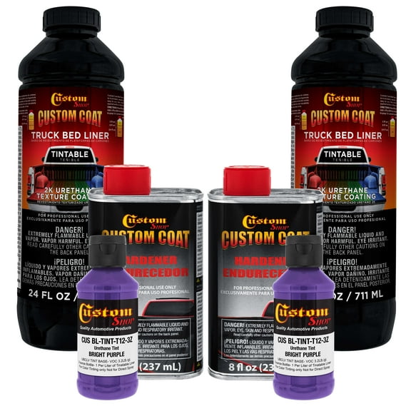 Custom Coat Bright Purple 2 Quart (1/2 Gallon) Urethane Spray-On Truck Bed Liner Kit - Easy Mixing , Prevent Stop Rust