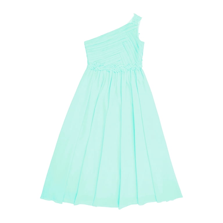 YONGHS Kids Girls One Shoulder Wedding Bridesmaid Dress Party Gowns Mint  Green 8 - Walmart.com