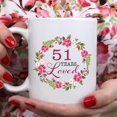 thumbnail image 4 of 51st Birthday Gifts for Women - 51 Years Loved with A Garland Birthday Mug - 51 Year Old Present Ideas for Mom, Daughter, Sister, Wife, Friend, Cousin, Aunt, Coworker - 11 oz Coffee Mug, 4 of 6