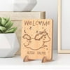 Personalized Welcome Baby Shower Wooden Gift card feat Baby Sheep
