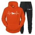 thumbnail image 3 of Conjunto de ropa deportiva con estampado de latidos del corazón de Dachshund para hombre, sudaderas con capucha y pantalones de manga larga a la moda, trajes de 2 piezas, chándales con diseño de perro, 3 of 5