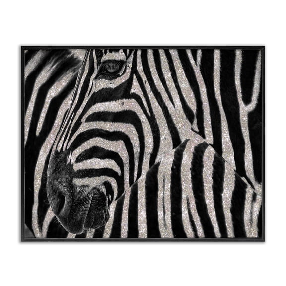 Stupell Industries Art Deco Glitter Zebra Glam Fashion Black Framed Giclee Art, 14 x 11, by Ziwei Li
