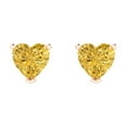 thumbnail image 3 of 1.0 Ct Heart Cut Studs Yellow Crystal 14K Rose Solid Gold Everyday Dainty Earrings Push Back, 3 of 7
