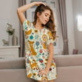 thumbnail image 3 of Naloa Whimsical Fox Floral Garden Print Women Nightgowns,Womens Loungewear,Short Sleeve Sleepwear,Comfy Ladies Nightdress, 3 of 6