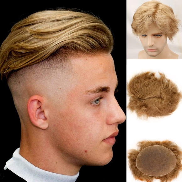 Voloria-tupé suizo de encaje completo para hombre, reemplazo de cabello humano Real europeo para hombre, postizo #21, Color rubio ceniza