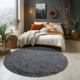 thumbnail image 3 of Socofuz Fluffy Carpets for Living Room, 6X6ft Circle Dark Gray Indoor Modern Plush Area Rug for Bedroom, Kids Girls Room, 3 of 8
