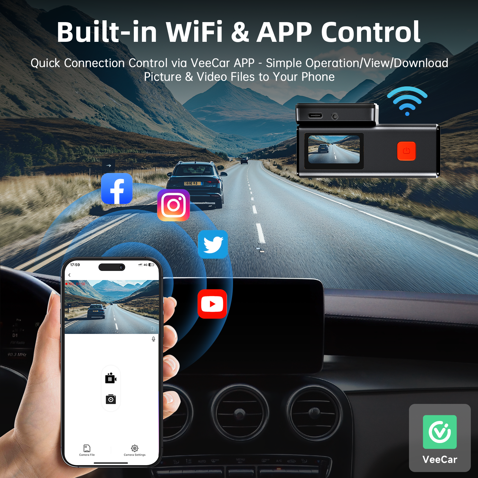 FFN 4K+1080P Dual Dash Cam with WiFi & Night Vision photo 3