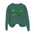 thumbnail image 4 of Fadeal Chandail en Molleton pour Femmes St Patricks Printemps Col Rond Imprimé Lettre St. Day Ample Décontracté Chandail à Capuchon St Patricks Day Vert Armée S, 4 of 4