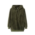 thumbnail image 2 of Baqcunre Womens Sweaters Women's D Hooded Sweater Sweater Sweater Casual V Neck Autumn And Winter Warm Plus Size Loose Sweatshirt Womens Sweatshirts Womens Fall Tops Green XXL, 2 of 4