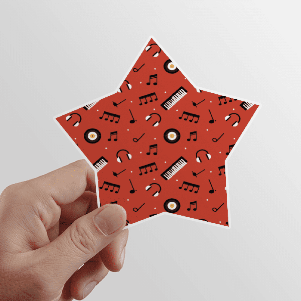 Black Record And Music Notes Red Star Sticker Paster Vinyl Car Tags Decoration Decal