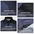 thumbnail image 2 of Mens Long Sleeve Shirt Regular-Fit Performance Polo Shirt Casual Business Work Athletic Black M, 2 of 8