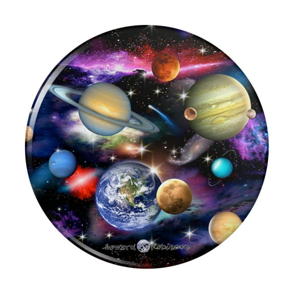 Planets Solar System Earth Saturn Jupiter Mars Pattern Pinback Button Pin