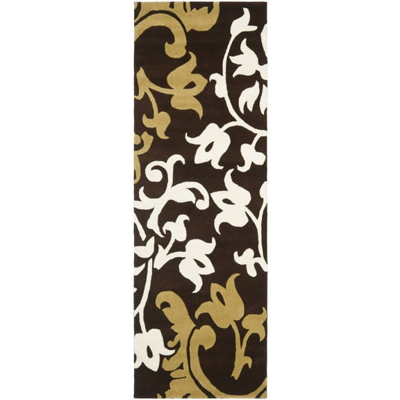 SAFAVIEH Soho Aaron Abstract Floral Wool Runner Rug, Brown/Multi, 2'6" x 8'