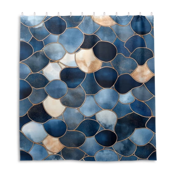 Blue Gray Abstract Art Shower Curtain Liner 66x72 Inch Waterproof Shower Curtains Decorative Bathroom with 12 Pack Hooks