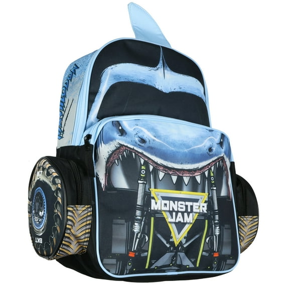 Monster Jam Backpack Megalodon Predator Truck Grill Laptop Tech Travel Daypack