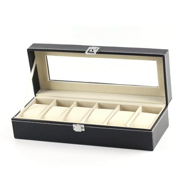 Caja de almacenamiento de relojes, organizador de relojes con 6 ranuras, caja organizadora de relojes, estuche para relojes, resultados impresionantes