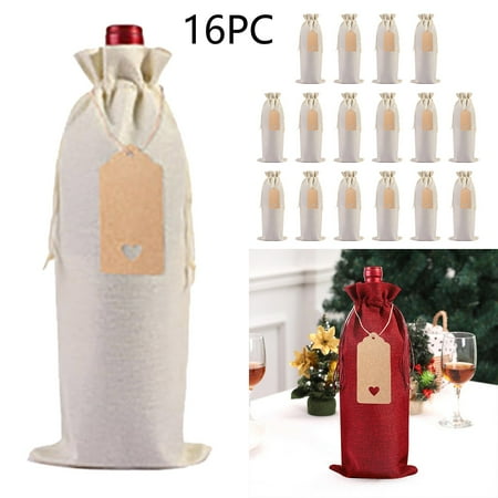 

cbzote Home Decor Clearance 16PC Linen Wine Bottle Bag Set Wine Bottle Sleeve Linen Tag Red Wine Packaging Bag