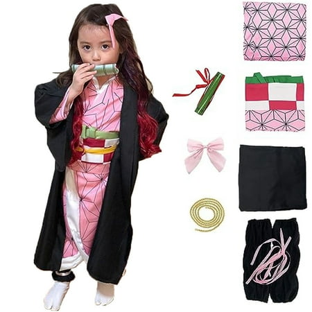 Nezuko Halloween Cosplay Costumes Kids Girls Anime Kimono