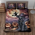 thumbnail image 2 of Spooky Halloween Night Witch Labrador Retriever Glowing Pumpkins Quilt Bedding Set Lab Dog Lover Gifts 1 Blanket Bed Cover 2 Pillowcases - 12015, 2 of 5