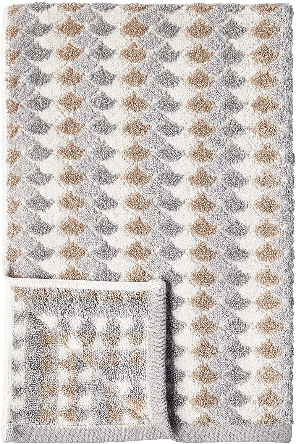 Violet Linen Hand Towels Set of 2, Mirage Pattern, 100% Terry Plush 600 GSM Cotton Super Soft Highly Absorbent Jacquard Fashion Towel, Premium Hotel & Spa Quality, 20" X 30" , Taupe, Hand Towels