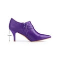 thumbnail image 6 of BLISSFUL STEP Women's Ankle Boots Flower Stiletto Heel Pointy Toe Zipper Faux Leather Dress Booties Purple 7, 6 of 8