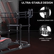 Supllueer 3060 Aluminum Racing Simulator Cockpit with Seat & Triple TV Stand compatible with Logitech Thrustmaster PXN Fanatec Moza