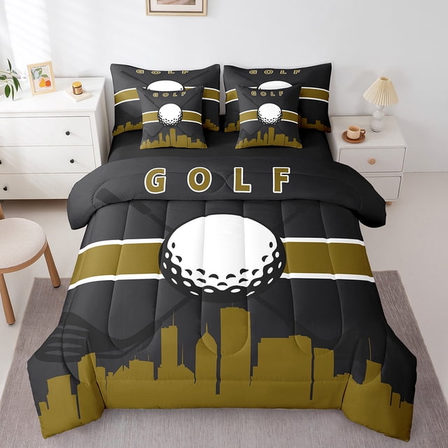YST Ensemble de Literie pour Ados 7 Pcs pour Garçons, Ensemble de Couette de Golf, Grand Lit