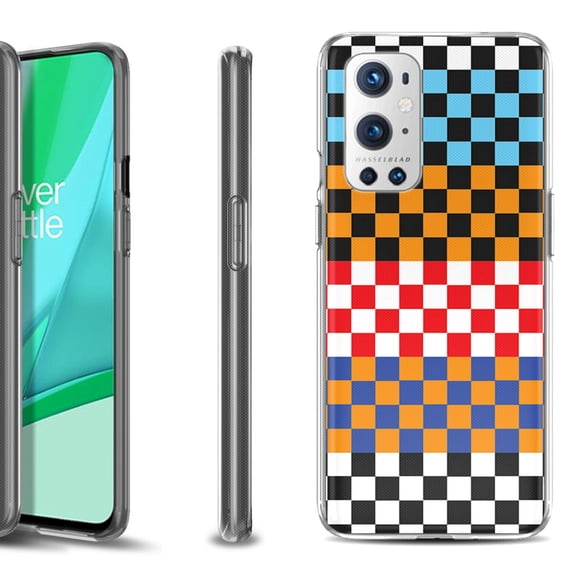 Slim-Fit Flexible TPU Gel Phone Case Compatible with OnePlus 9 PRO 5G, by OneToughShield ® - Colorful Checker