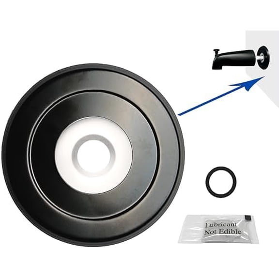 1/4" Spacer for Tub Spout, Flange Trim Ring for Bath Faucet, Eschutcheon Cover Plate for Spigot with Split PVC Blocking Water, Shower Pipe Remodeling Sealer (304SUS-Matte Black)