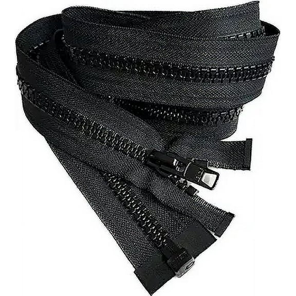 Lenzip #10 Heavy Duty Vislon Molded Plastic Marine Separating Zipper - Color: Black - Made in The United States (1 Zipper Per Pack) (Molded - 60" Inches)