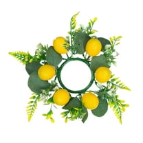 LanSuare Simulation Lemon Candle Wreath, Spring Theme Floral Arrangement, Table Centerpiece Decor, Suitable for Easter, Dining Table, Seasonal Celebrations