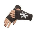 thumbnail image 1 of CNKOO 1 Pair Knit Half Finger Glove Comfortable Winter Simple Knitting Craft Fingers Covers Hand Mittens with Snowflake Pattern, 1 of 6