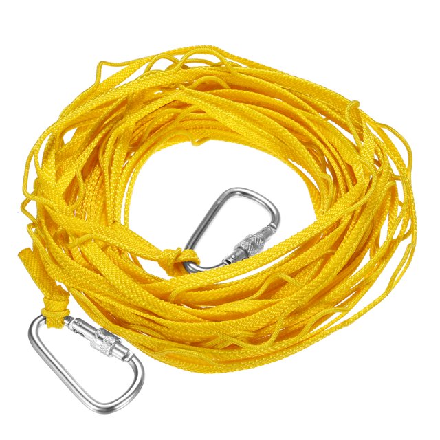 Portátil Tendedero, 10M/32,8 Pies Nylon Viento Prueba Antideslizante Lavado Línea Cuerda para Patio Exterior Viajes Campamento Lavandería Secado, Amarillo